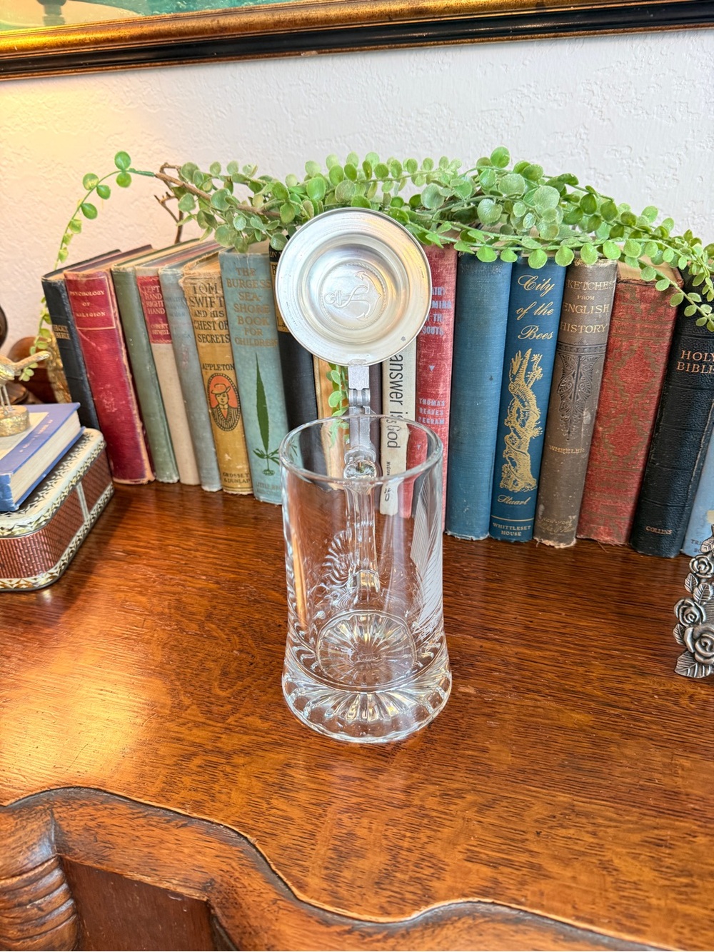 Vintage West German Beer Stein with Clipper Ship Pewter and Glass - Picture 7 of 12